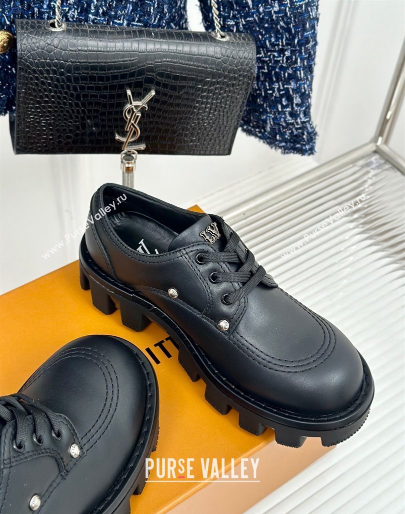 Louis Vuitton LV Checker Derby Lace-up Sneakers in Black Leather with Studs 2024 1ACN3P (MD-241014117)