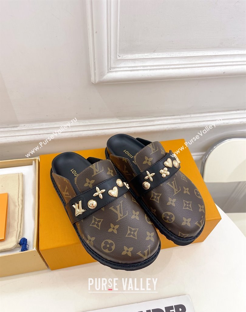 Louis Vuitton LV Cosy Flat Comfort Clog Mules in Monogram Canvas with Logo Band 2024 LV101502 (MD-241015006)