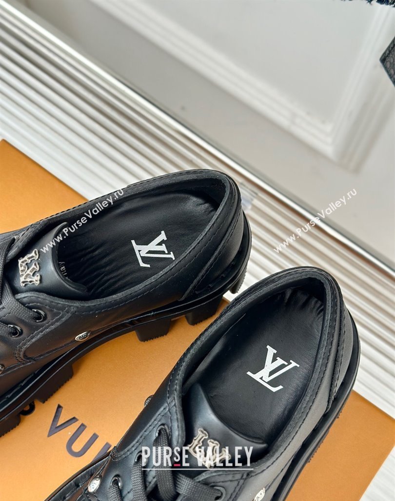 Louis Vuitton LV Checker Derby Lace-up Sneakers in Black Leather with Studs 2024 1ACN3P (MD-241014117)