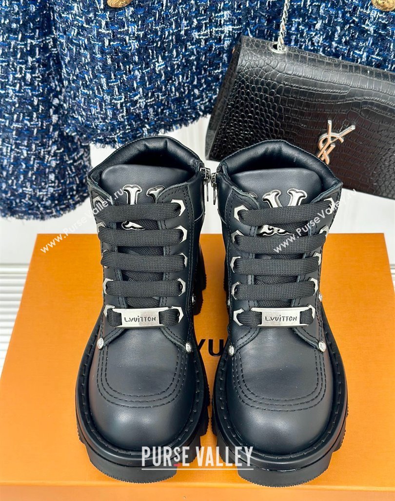 Louis Vuitton LV Checker Ankle Boots in Black Leather 2024 1ACN8D (MD-241014123)
