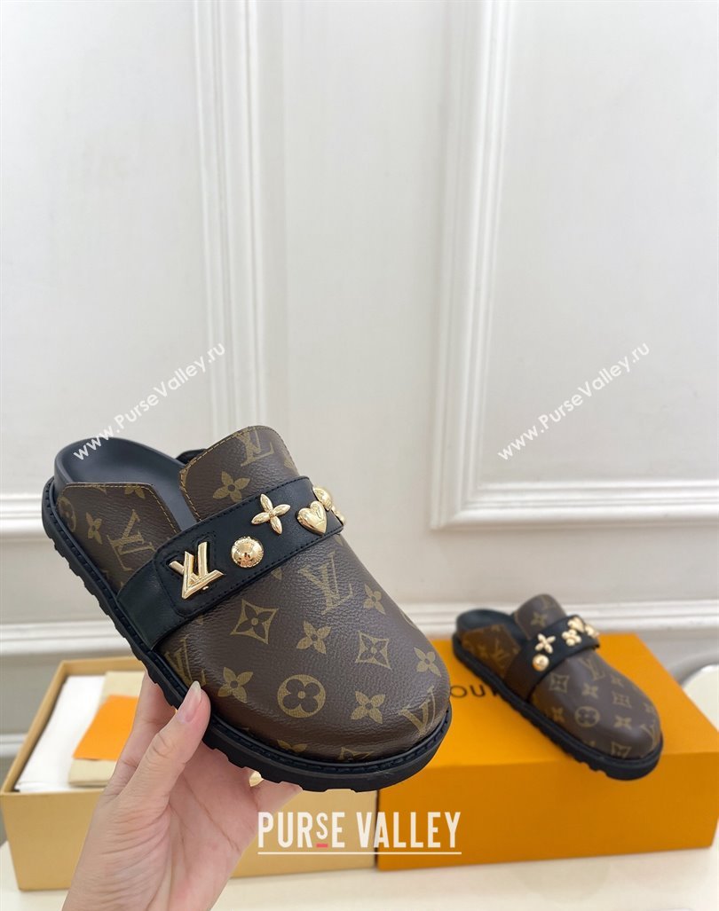 Louis Vuitton LV Cosy Flat Comfort Clog Mules in Monogram Canvas with Logo Band 2024 LV101502 (MD-241015006)