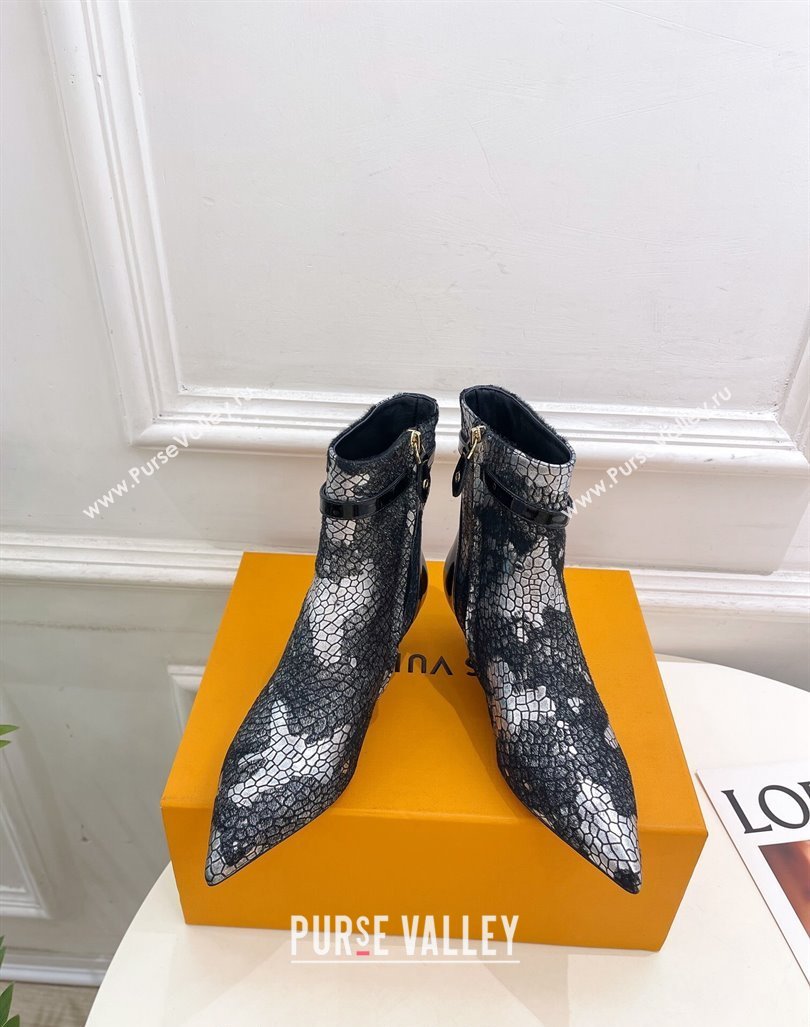 Louis Vuitton Stellar Ankle Boots 4cm/7cm in Mohair Fur and Embossed Leather Black 2024 LV101503 (MD-241015014)