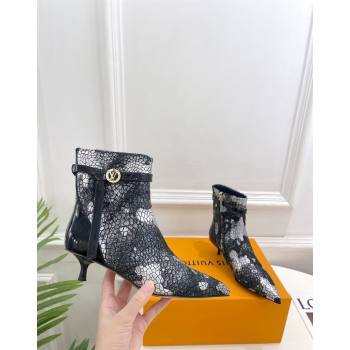 Louis Vuitton Stellar Ankle Boots 4cm/7cm in Mohair Fur and Embossed Leather Black 2024 LV101503 (MD-241015014)