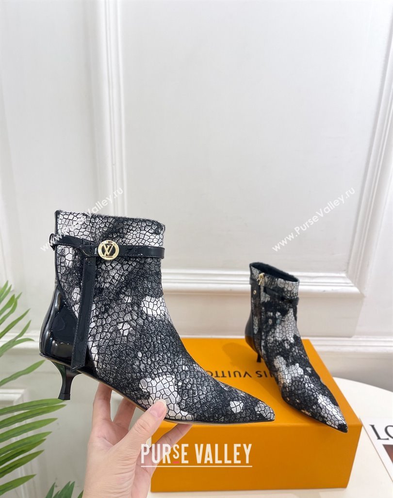 Louis Vuitton Stellar Ankle Boots 4cm/7cm in Mohair Fur and Embossed Leather Black 2024 LV101503 (MD-241015014)