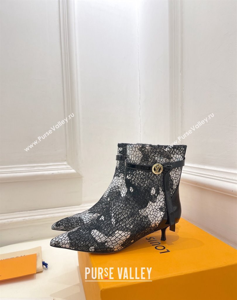 Louis Vuitton Stellar Ankle Boots 4cm/7cm in Mohair Fur and Embossed Leather Black 2024 LV101503 (MD-241015014)