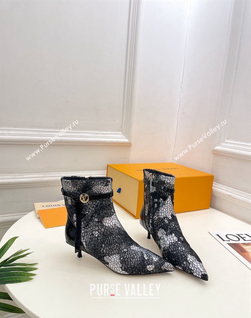 Louis Vuitton Stellar Ankle Boots 4cm/7cm in Mohair Fur and Embossed Leather Black 2024 LV101503 (MD-241015014)