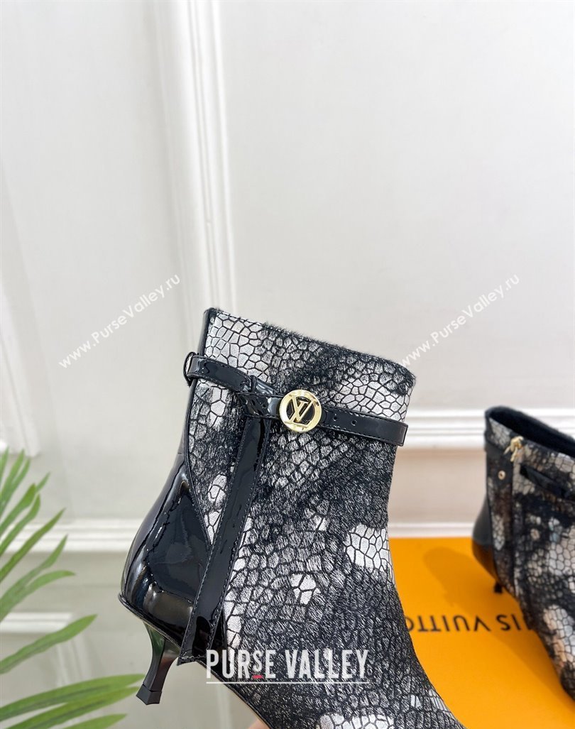 Louis Vuitton Stellar Ankle Boots 4cm/7cm in Mohair Fur and Embossed Leather Black 2024 LV101503 (MD-241015014)