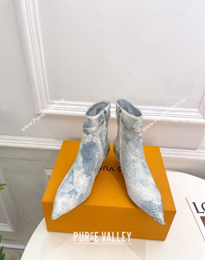 Louis Vuitton Stellar Ankle Boots 4cm/7cm in Mohair Fur and Embossed Leather Silver 2024 LV101503 (MD-241015015)