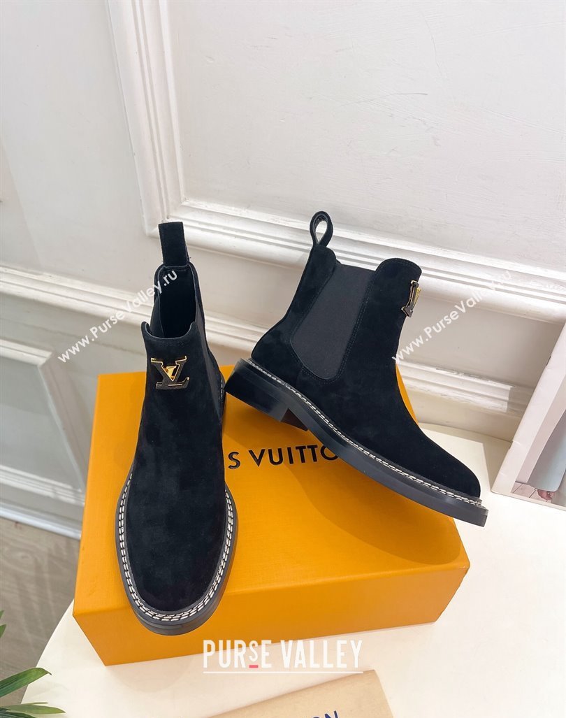 Louis Vuitton Chelsea Ankle Boots 3.5cm in Suede Black 2024 LV101501 (MD-241015003)