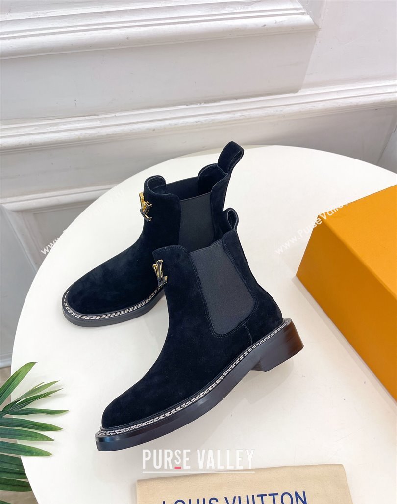 Louis Vuitton Chelsea Ankle Boots 3.5cm in Suede Black 2024 LV101501 (MD-241015003)