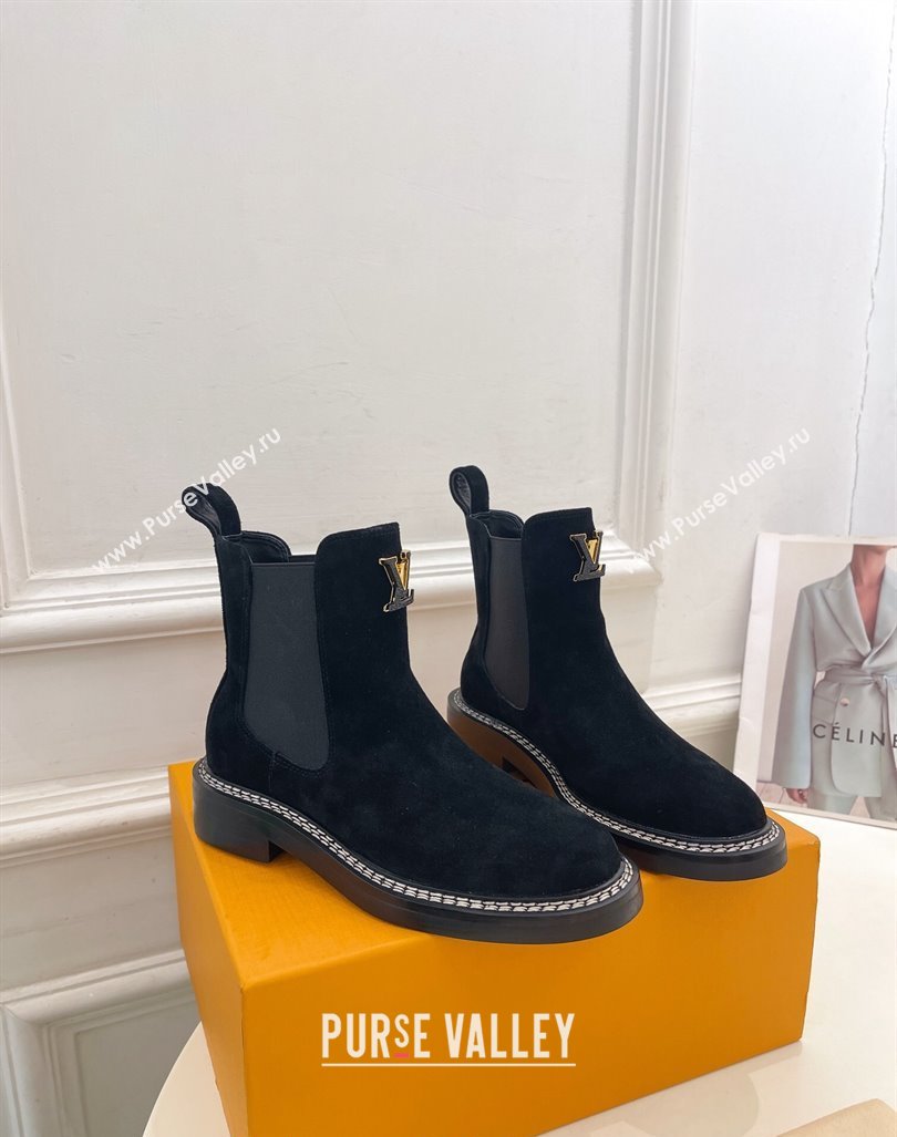 Louis Vuitton Chelsea Ankle Boots 3.5cm in Suede Black 2024 LV101501 (MD-241015003)