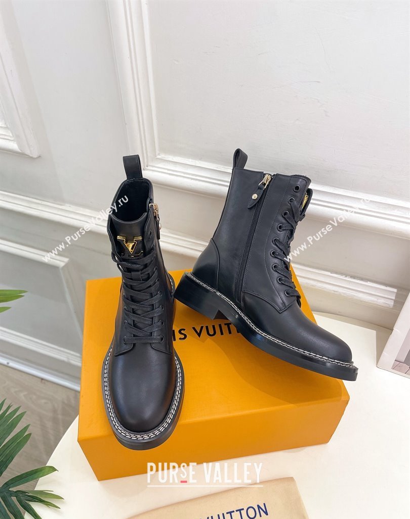 Louis Vuitton Lace-up Ankle Boots 3.5cm in Black Calf Leather 2024 LV101501 (MD-241015005)