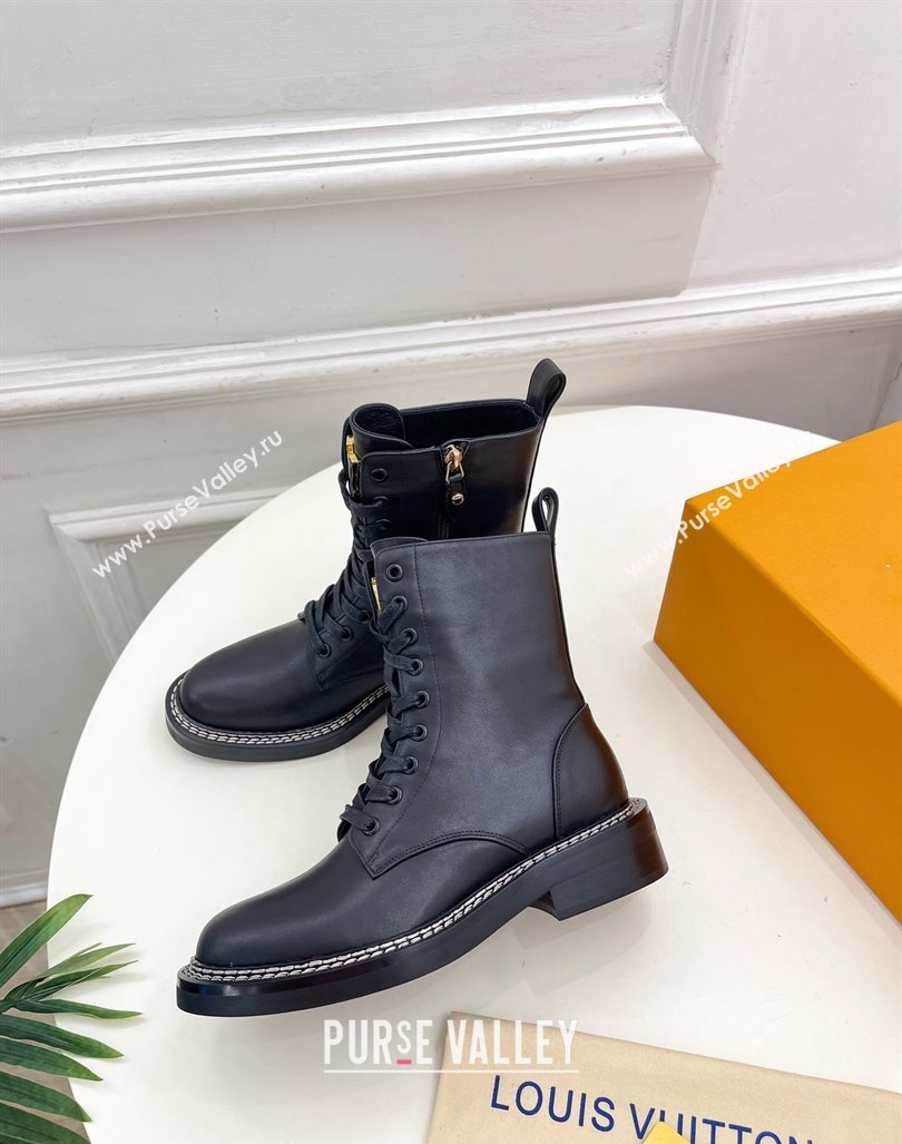 Louis Vuitton Lace-up Ankle Boots 3.5cm in Black Calf Leather 2024 LV101501 (MD-241015005)