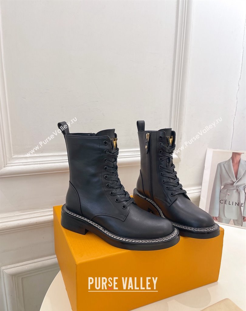 Louis Vuitton Lace-up Ankle Boots 3.5cm in Black Calf Leather 2024 LV101501 (MD-241015005)