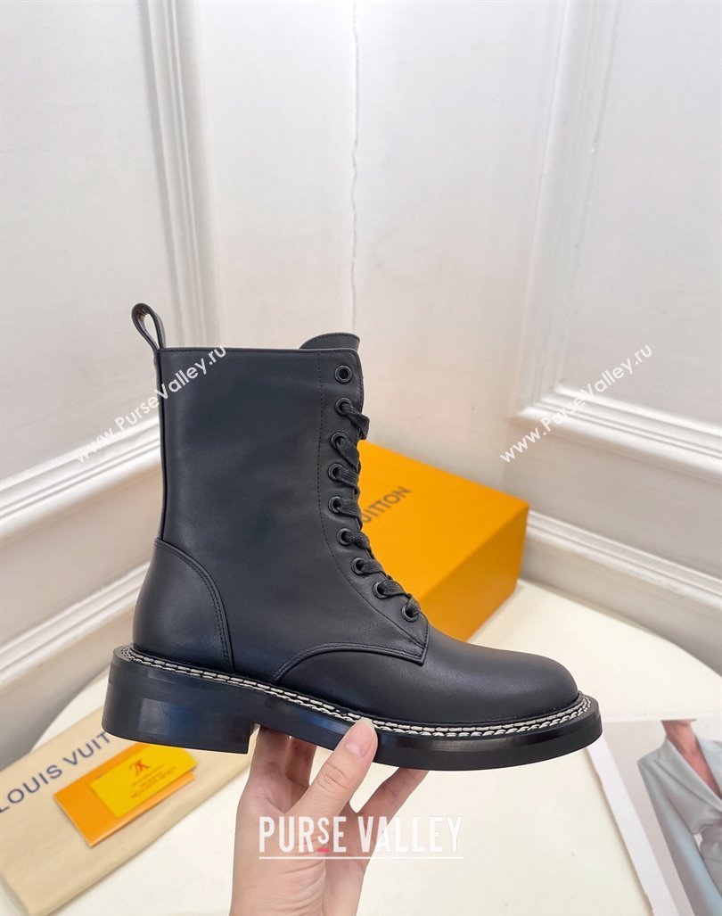 Louis Vuitton Lace-up Ankle Boots 3.5cm in Black Calf Leather 2024 LV101501 (MD-241015005)