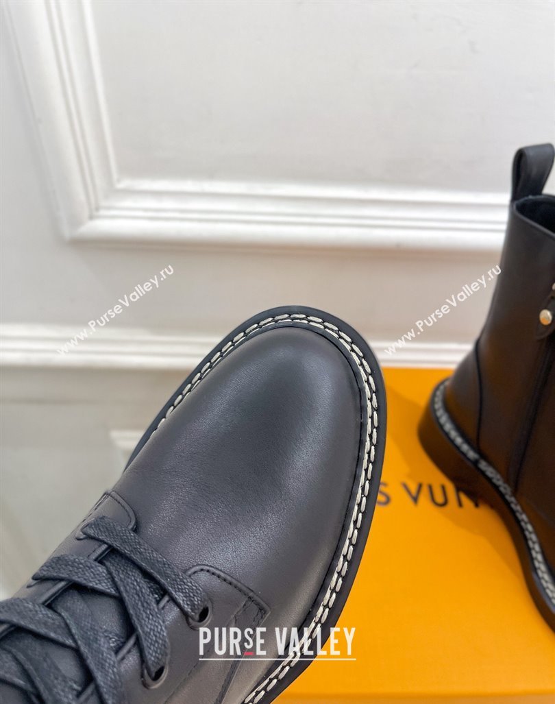 Louis Vuitton Lace-up Ankle Boots 3.5cm in Black Calf Leather 2024 LV101501 (MD-241015005)