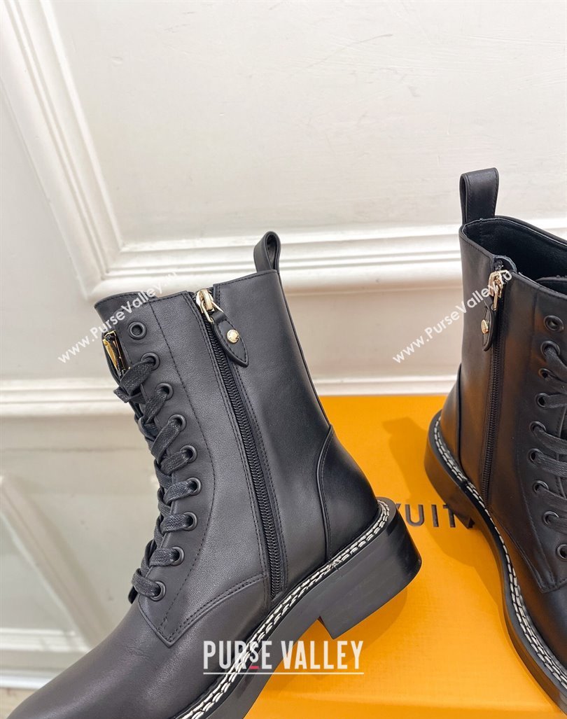 Louis Vuitton Lace-up Ankle Boots 3.5cm in Black Calf Leather 2024 LV101501 (MD-241015005)