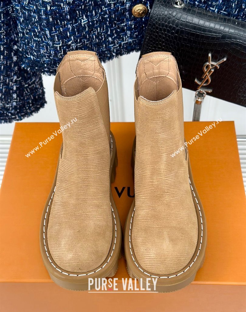 Louis Vuitton LV Checker Ankle Chelsea Boots in Beige Epi Suede 2024 1AD9SQ (MD-241014119)