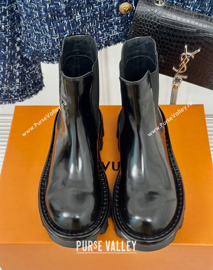 Louis Vuitton LV Checker Ankle Chelsea Boots in Black Glazed Leather 2024 1AD9SQ (MD-241014120)