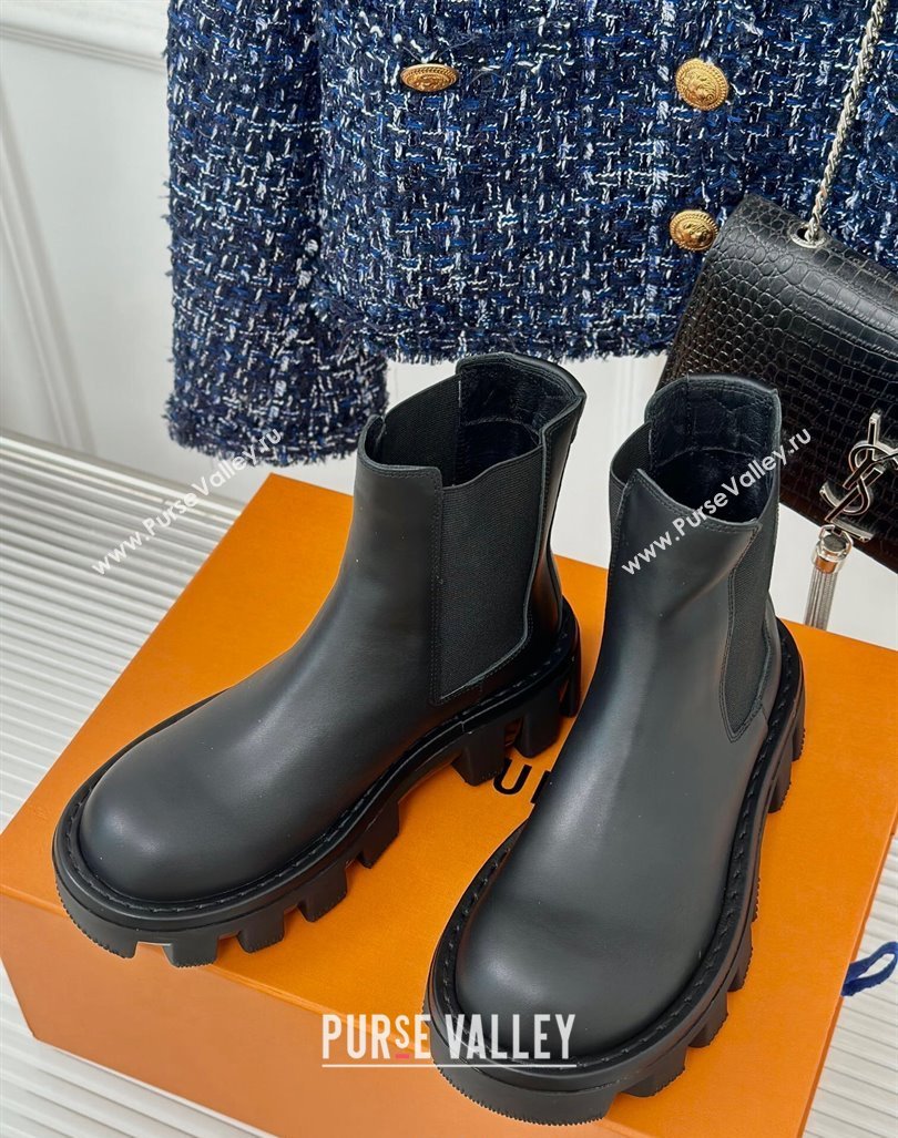 Louis Vuitton LV Checker Ankle Chelsea Boots in Black Calf Leather 2024 1AD9SQ (MD-241014121)