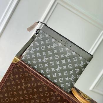 Louis Vuitton Pochette To-Go Pouch in Monogram Shadow Leather Green/White 2024 M81570 (KI-241104087)