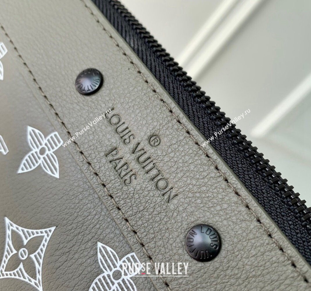 Louis Vuitton Pochette To-Go Pouch in Monogram Shadow Leather Green/White 2024 M81570 (KI-241104087)