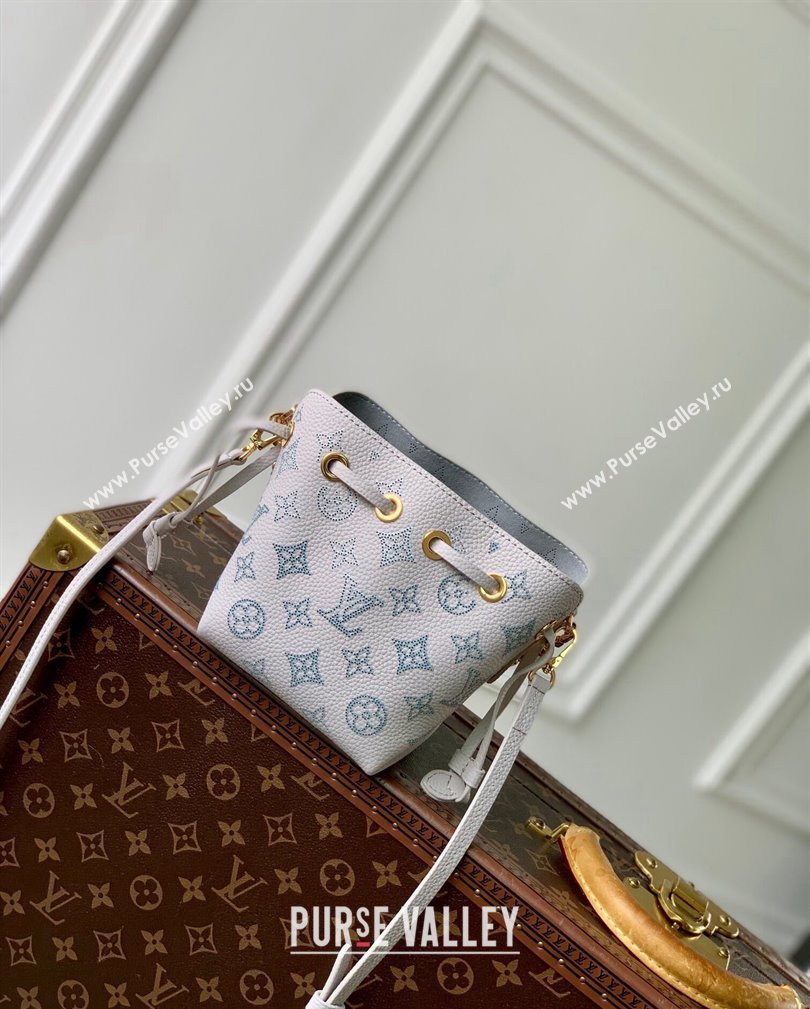 Louis Vuitton Pico Bella Bucket Bag in Mahina Perforated Leather M12521 Brume Grey/Blue 2024 (KI-241105006)