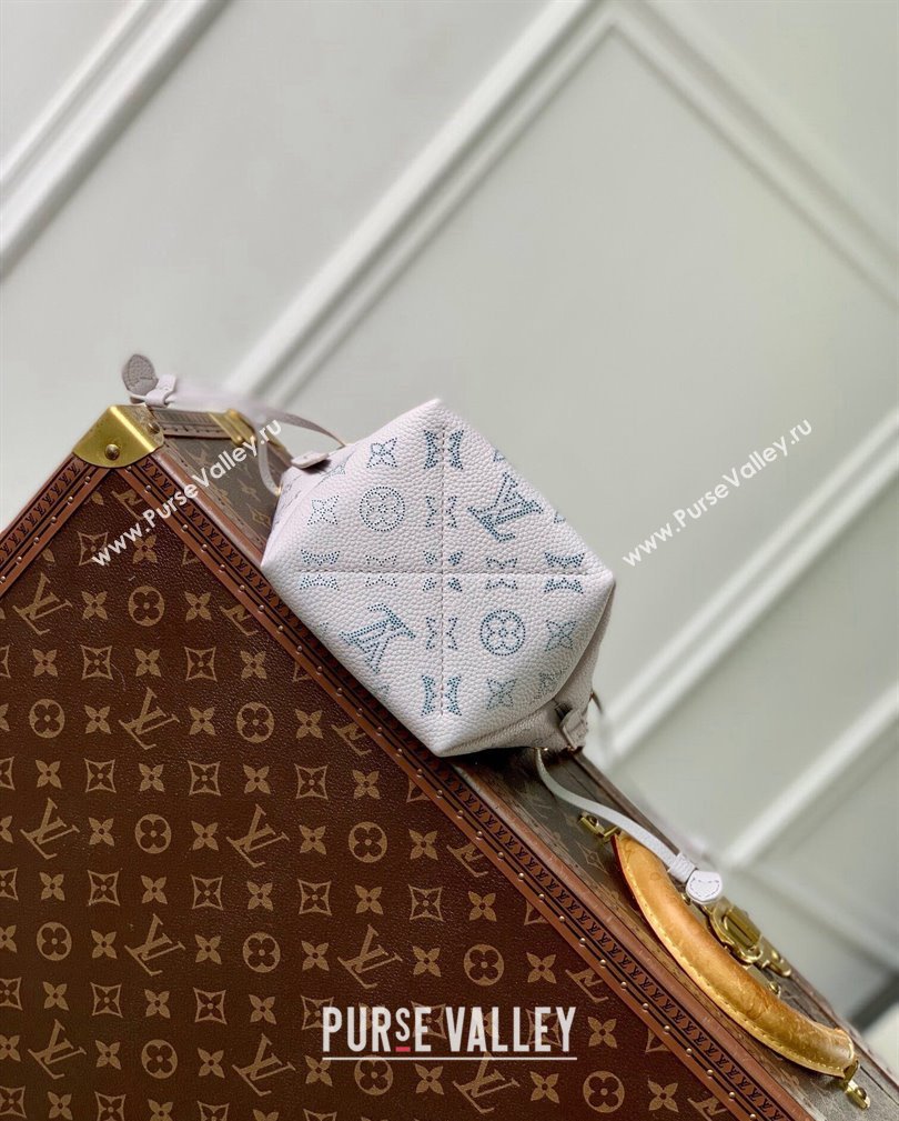 Louis Vuitton Pico Bella Bucket Bag in Mahina Perforated Leather M12521 Brume Grey/Blue 2024 (KI-241105006)