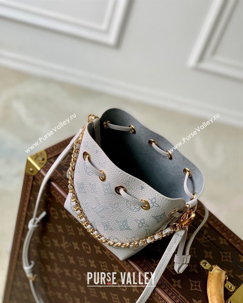 Louis Vuitton Pico Bella Bucket Bag in Mahina Perforated Leather M12521 Brume Grey/Blue 2024 (KI-241105006)