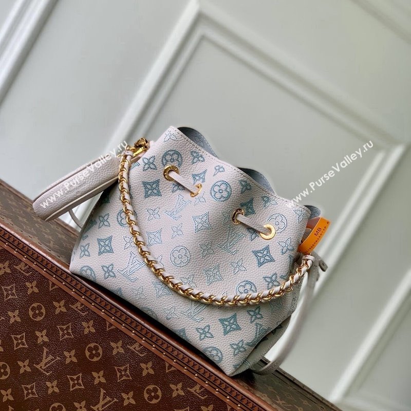 Louis Vuitton Bella Bucket Bag in Mahina Perforated Leather M12125 Brume Grey/Blue 2024 (KI-241105007)