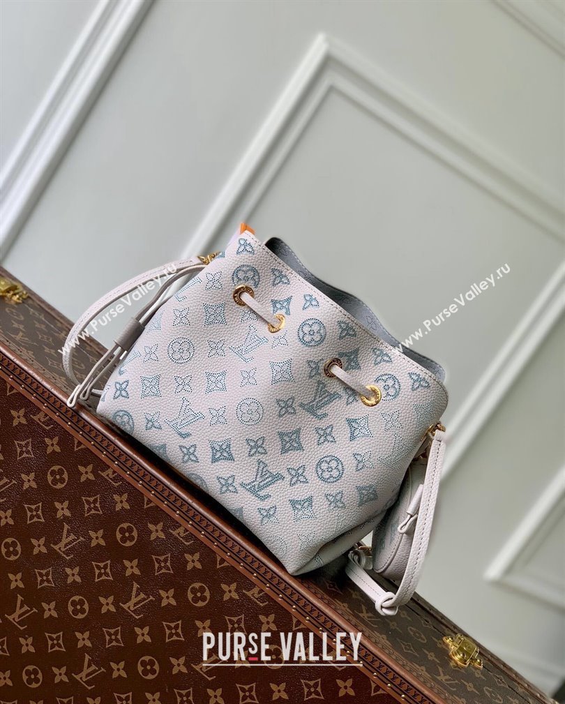 Louis Vuitton Bella Bucket Bag in Mahina Perforated Leather M12125 Brume Grey/Blue 2024 (KI-241105007)