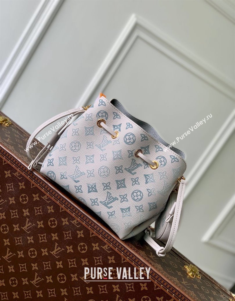 Louis Vuitton Bella Bucket Bag in Mahina Perforated Leather M12125 Brume Grey/Blue 2025 (KI-250121008)