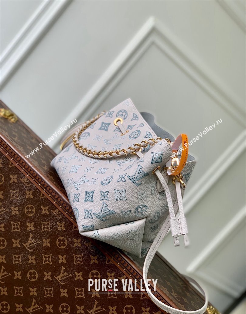 Louis Vuitton Bella Bucket Bag in Mahina Perforated Leather M12125 Brume Grey/Blue 2025 (KI-250121008)