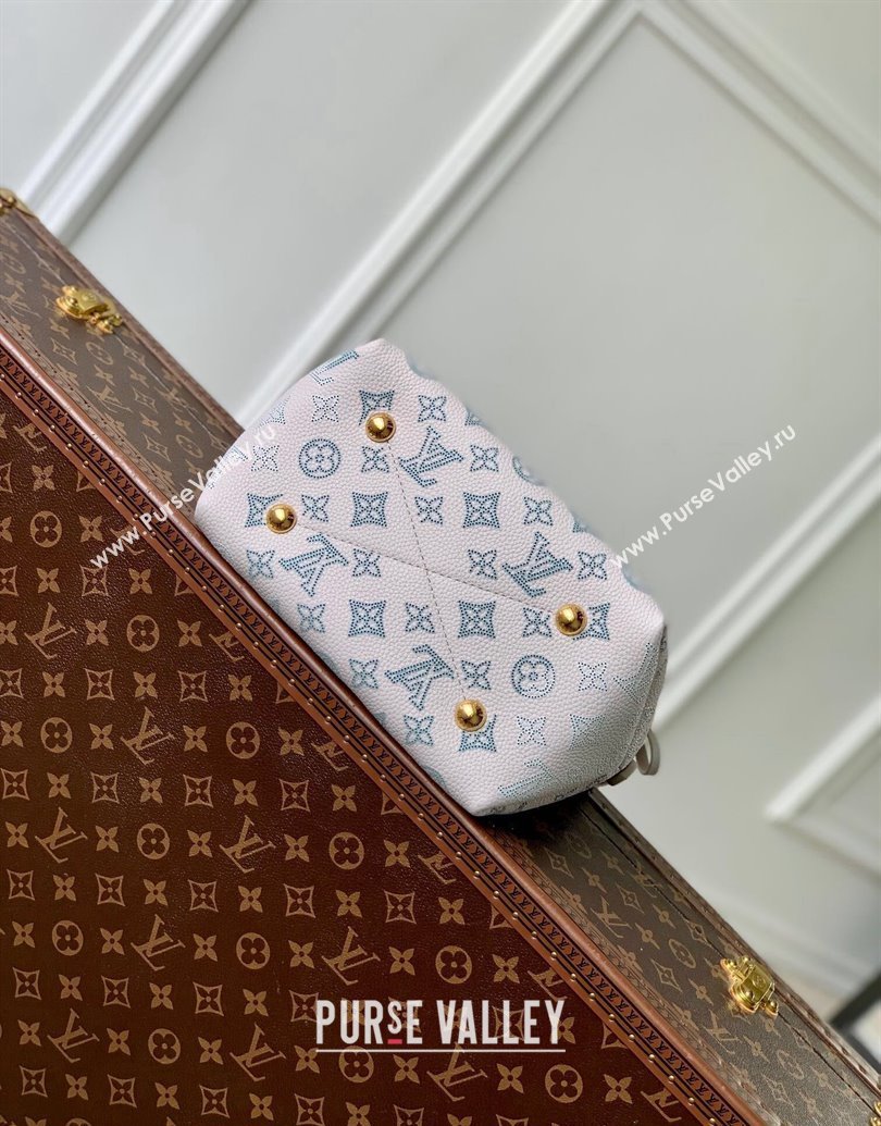 Louis Vuitton Bella Bucket Bag in Mahina Perforated Leather M12125 Brume Grey/Blue 2025 (KI-250121008)