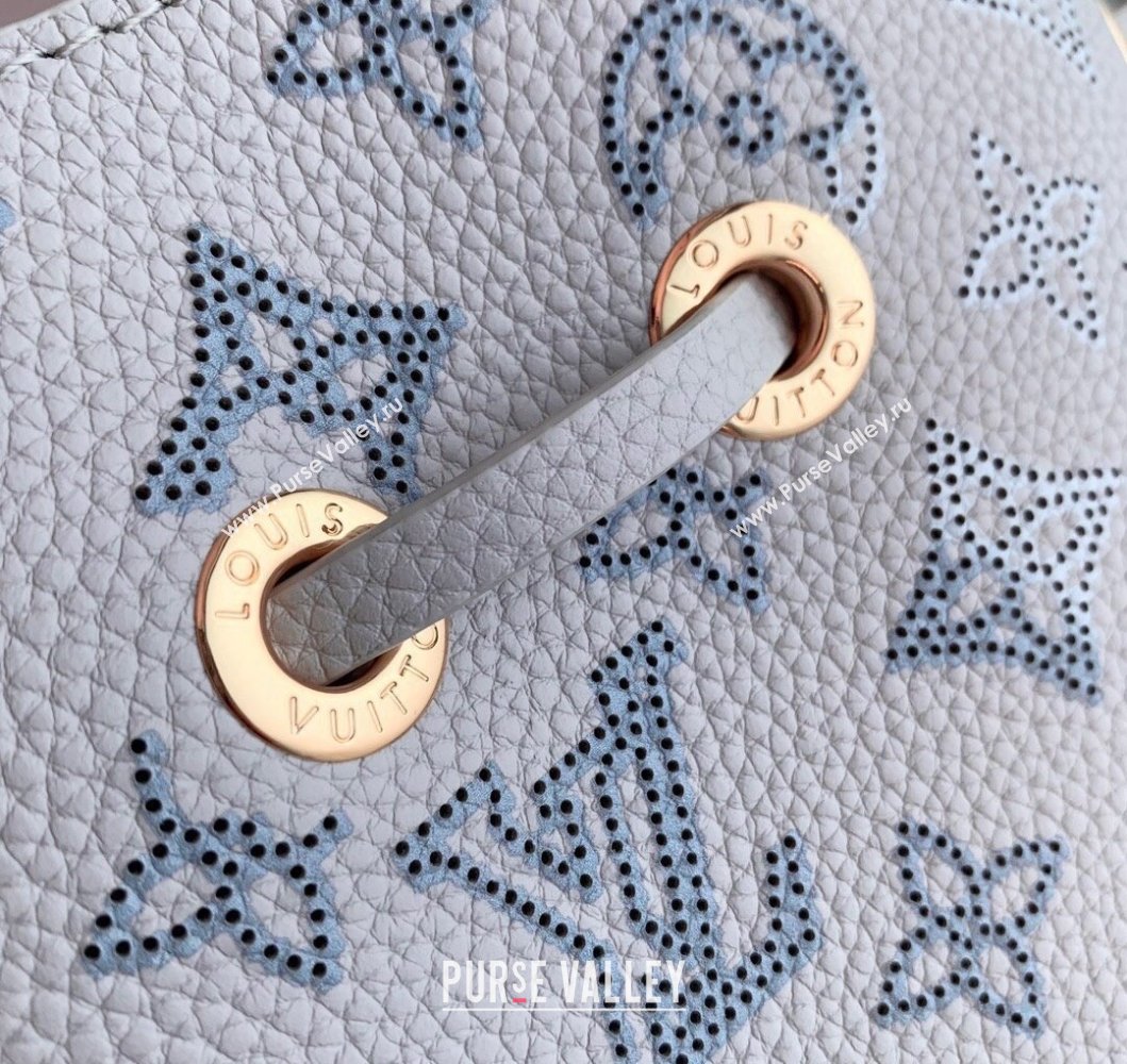 Louis Vuitton Bella Bucket Bag in Mahina Perforated Leather M12125 Brume Grey/Blue 2025 (KI-250121008)