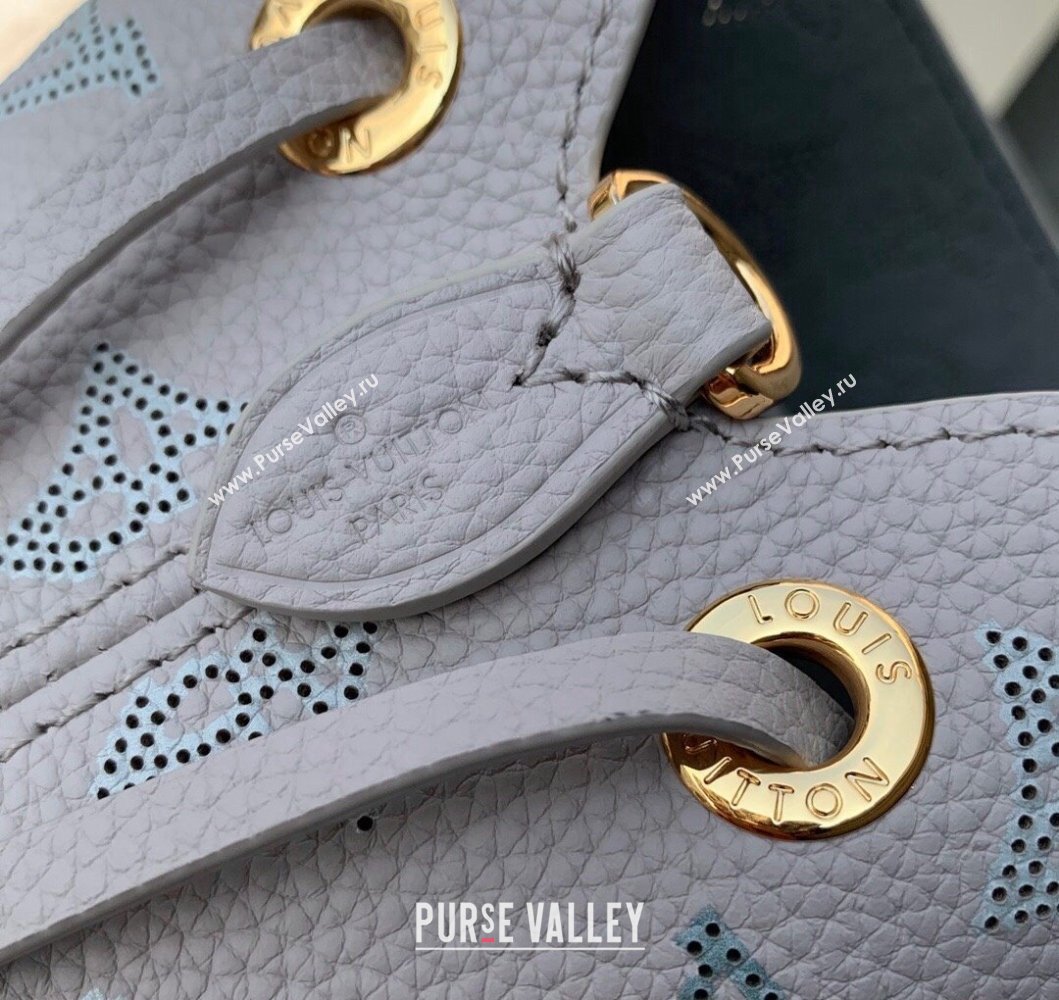 Louis Vuitton Bella Bucket Bag in Mahina Perforated Leather M12125 Brume Grey/Blue 2025 (KI-250121008)