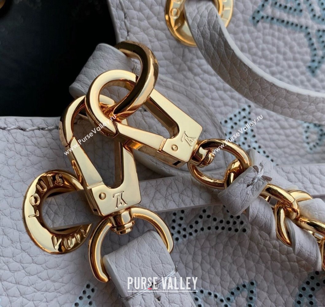 Louis Vuitton Bella Bucket Bag in Mahina Perforated Leather M12125 Brume Grey/Blue 2025 (KI-250121008)