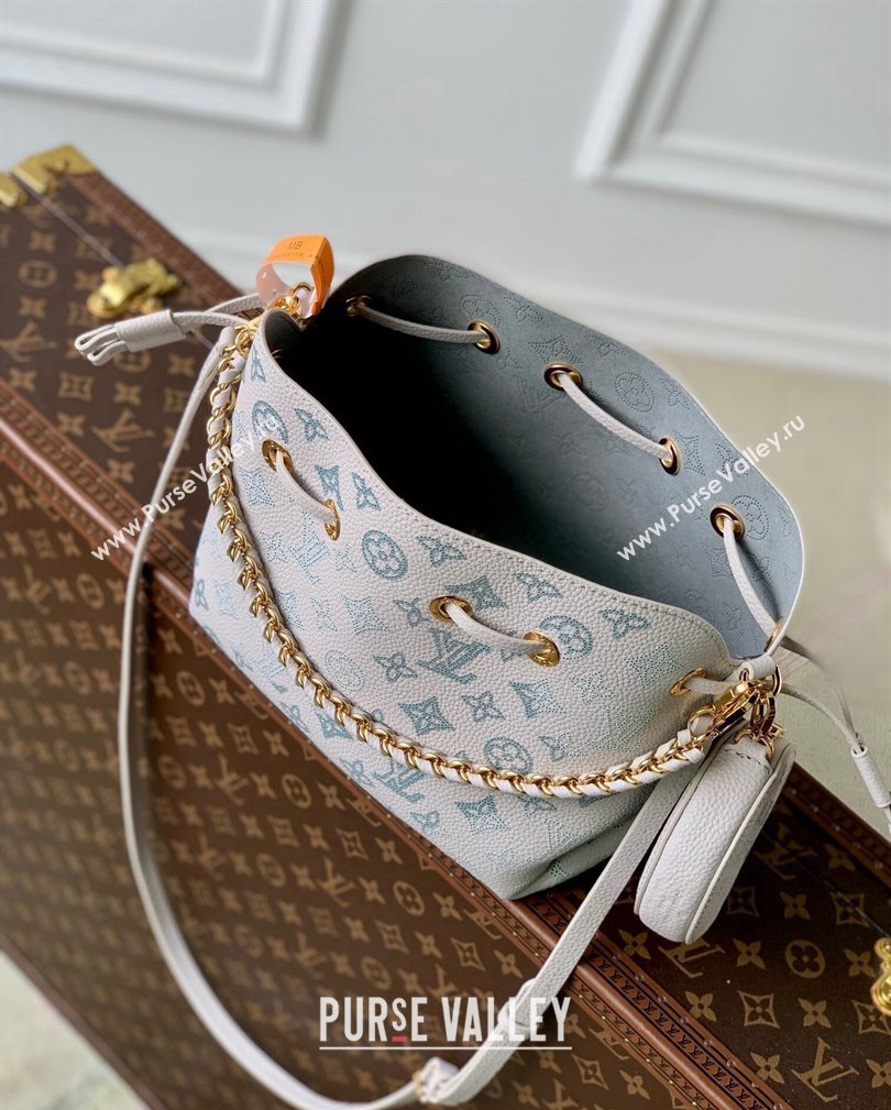 Louis Vuitton Bella Bucket Bag in Mahina Perforated Leather M12125 Brume Grey/Blue 2024 (KI-241105007)