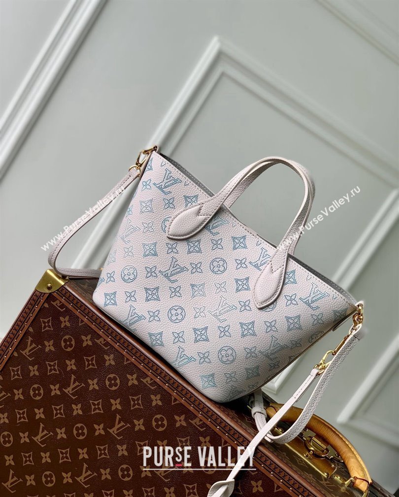 Louis Vuitton Blossom PM Tote Bag in Mahina Perforated Leather M12088 Brume Grey/Blue 2024 (KI-241105008)