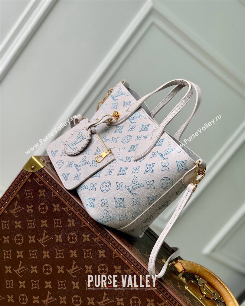 Louis Vuitton Blossom PM Tote Bag in Mahina Perforated Leather M12088 Brume Grey/Blue 2024 (KI-241105008)