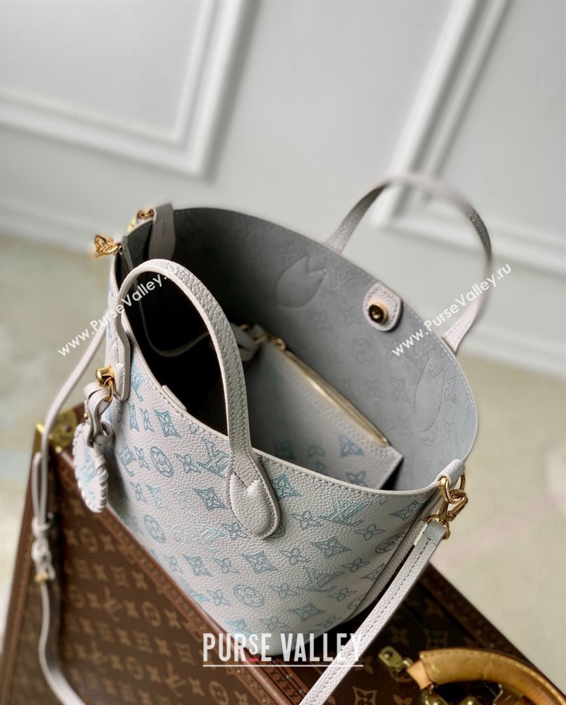 Louis Vuitton Blossom PM Tote Bag in Mahina Perforated Leather M12088 Brume Grey/Blue 2024 (KI-241105008)