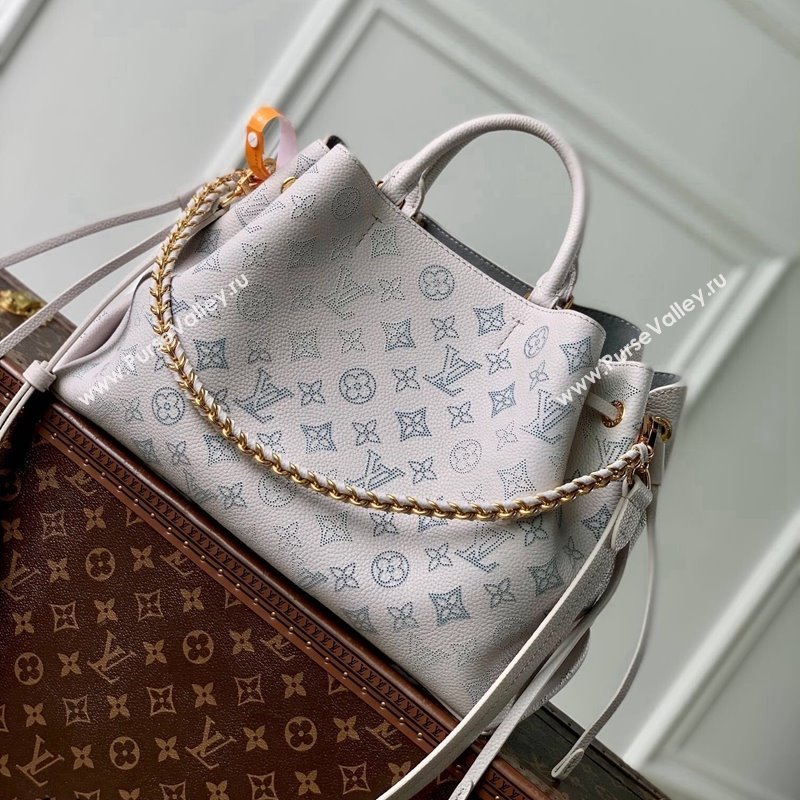 Louis Vuitton Bella Tote Bag in Mahina Perforated Leather M12127 Brume Grey/Blue 2024 (KI-241105009)