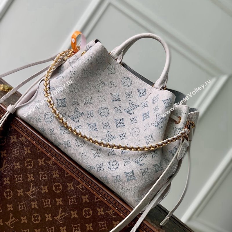 Louis Vuitton Bella Tote Bag in Mahina Perforated Leather M12127 Brume Grey/Blue 2025 (KI-250121019)