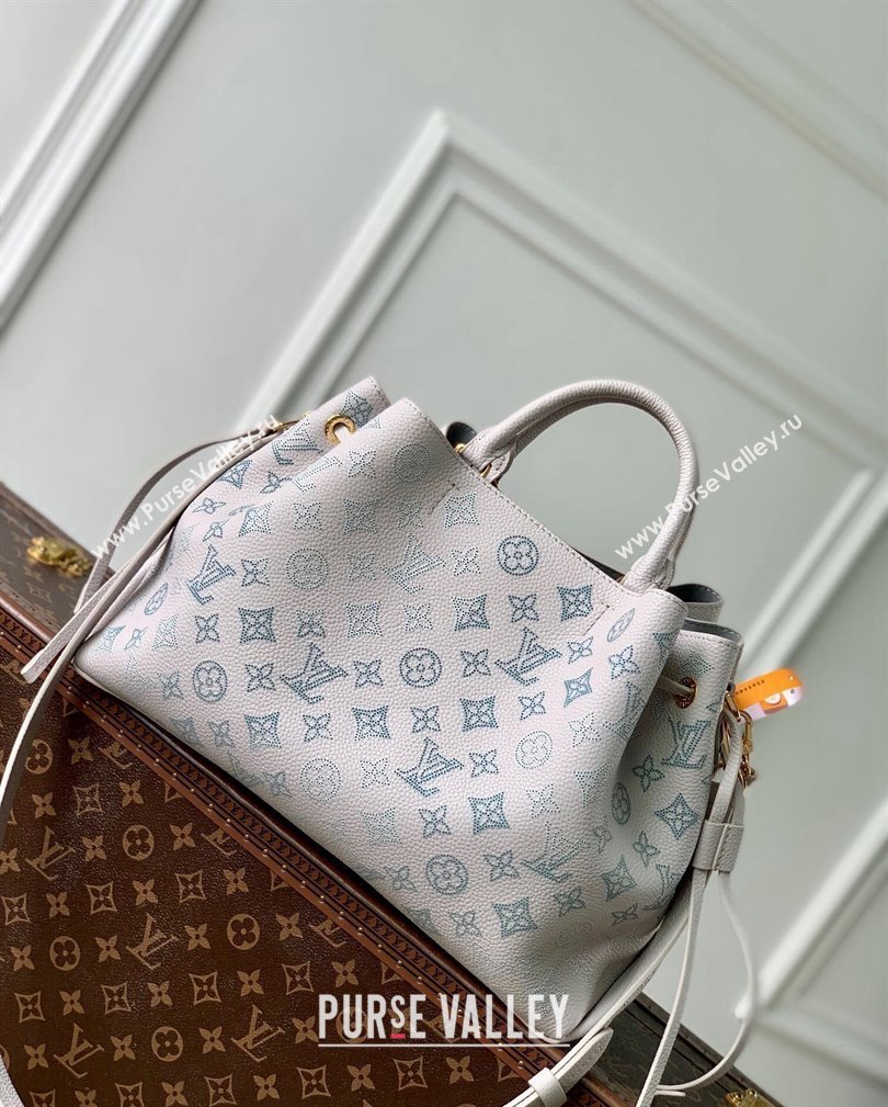 Louis Vuitton Bella Tote Bag in Mahina Perforated Leather M12127 Brume Grey/Blue 2024 (KI-241105009)