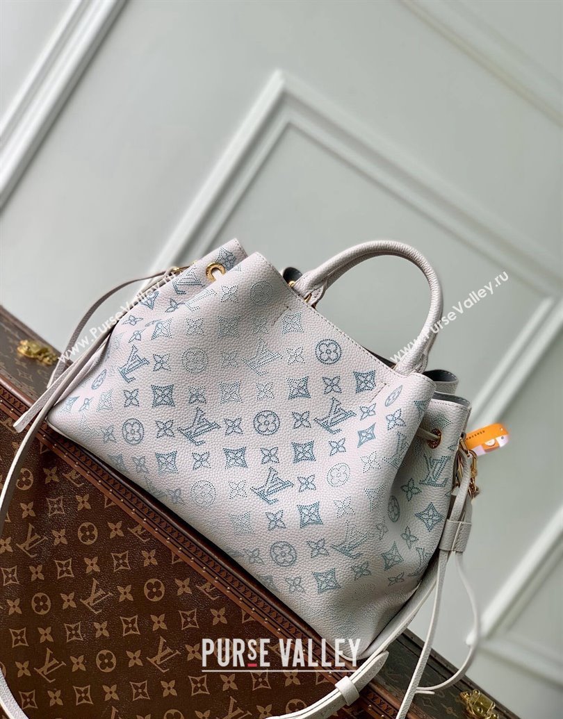 Louis Vuitton Bella Tote Bag in Mahina Perforated Leather M12127 Brume Grey/Blue 2025 (KI-250121019)