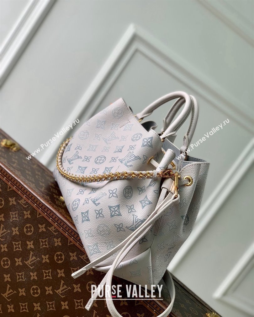 Louis Vuitton Bella Tote Bag in Mahina Perforated Leather M12127 Brume Grey/Blue 2024 (KI-241105009)