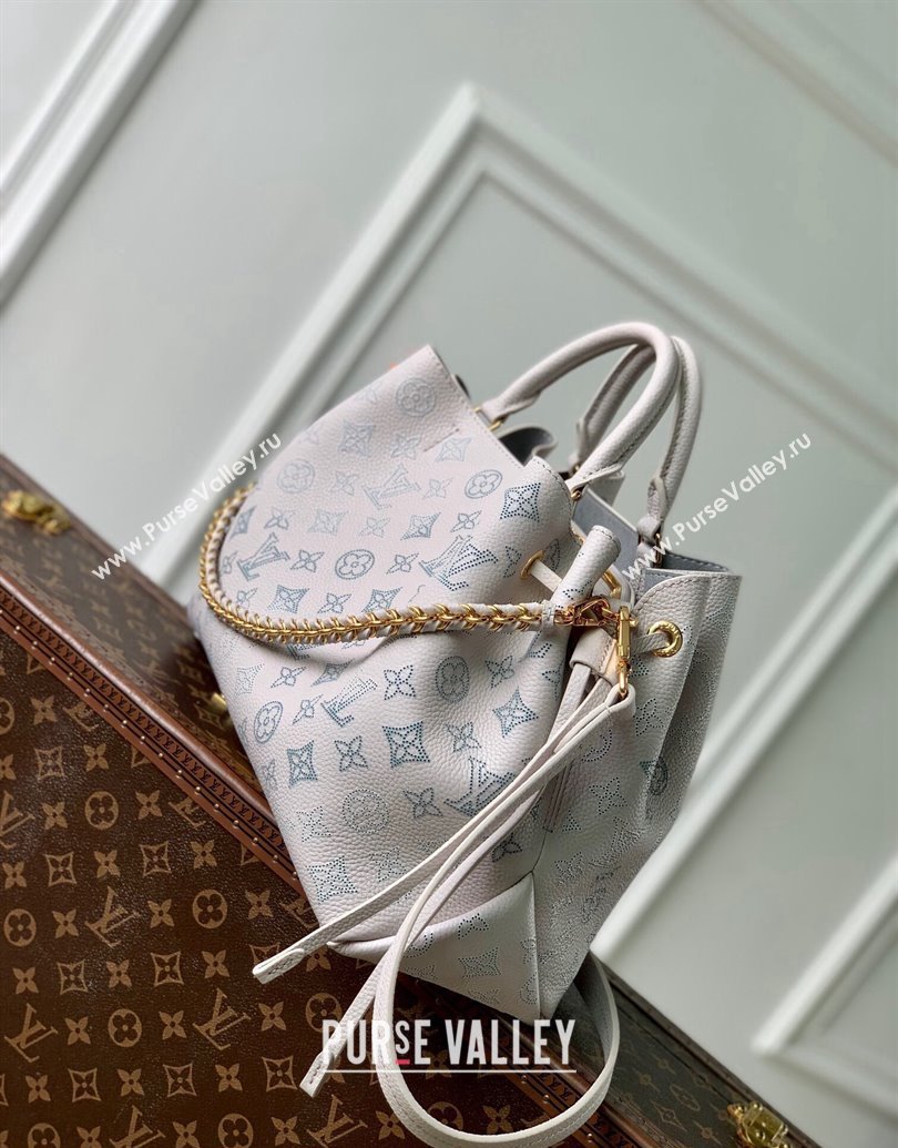 Louis Vuitton Bella Tote Bag in Mahina Perforated Leather M12127 Brume Grey/Blue 2025 (KI-250121019)