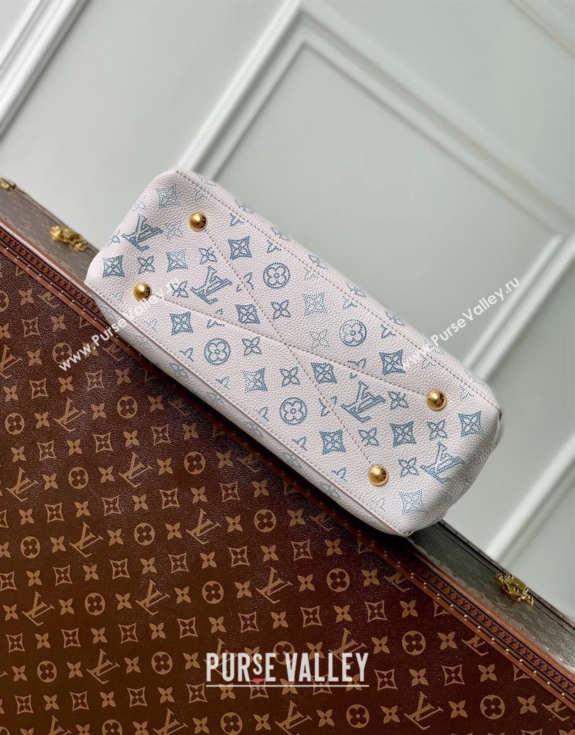 Louis Vuitton Bella Tote Bag in Mahina Perforated Leather M12127 Brume Grey/Blue 2025 (KI-250121019)