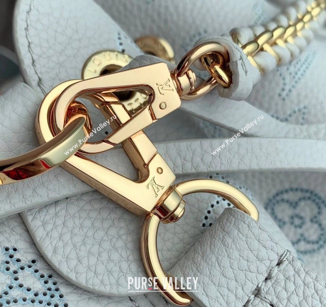 Louis Vuitton Bella Tote Bag in Mahina Perforated Leather M12127 Brume Grey/Blue 2025 (KI-250121019)