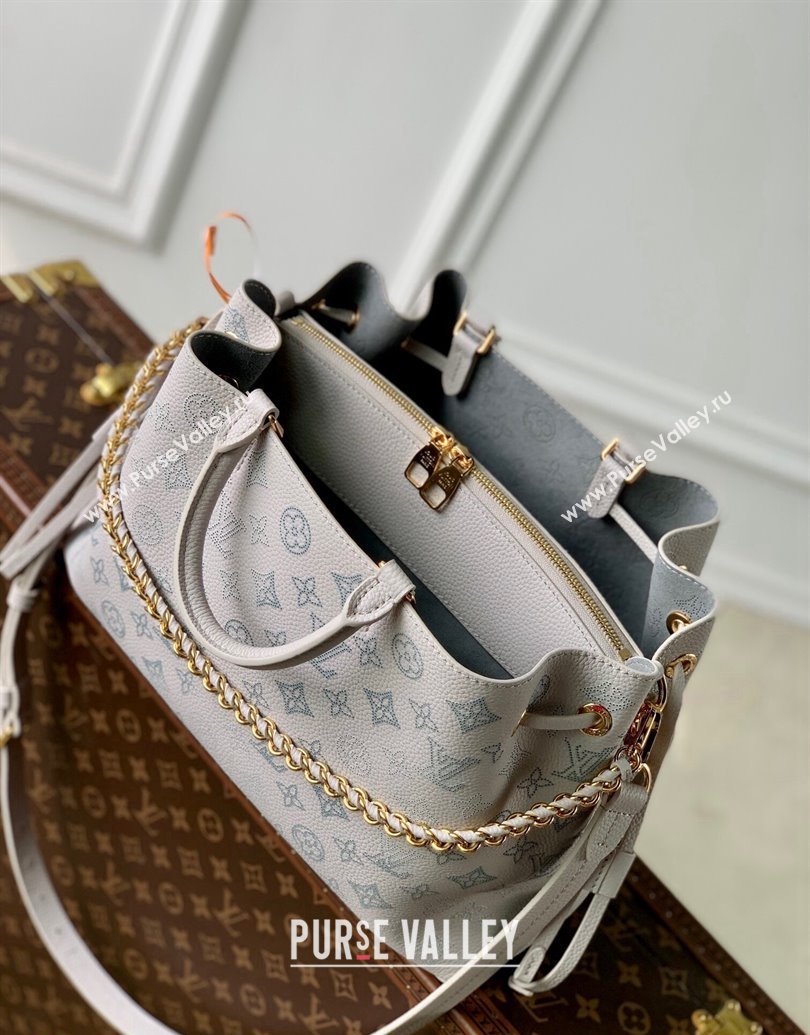 Louis Vuitton Bella Tote Bag in Mahina Perforated Leather M12127 Brume Grey/Blue 2025 (KI-250121019)